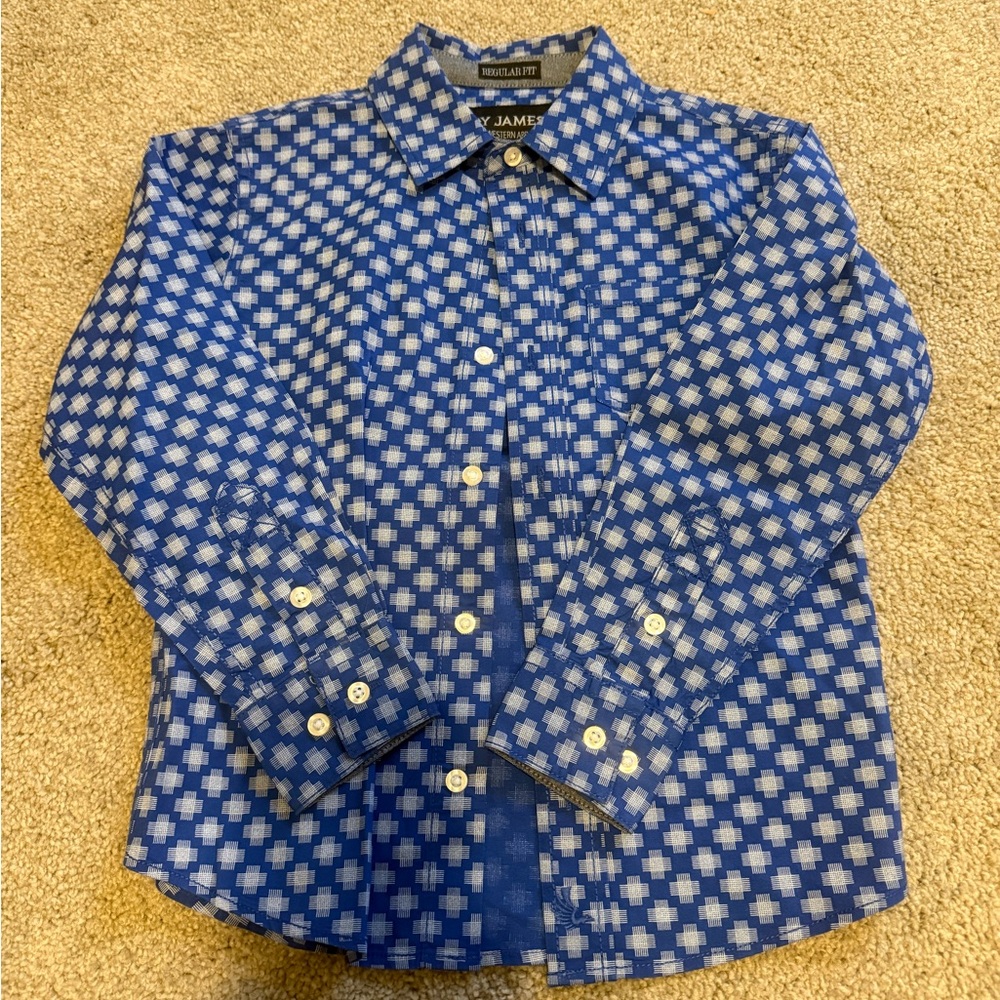 Blue Checkered Kids Button Down Shirt
